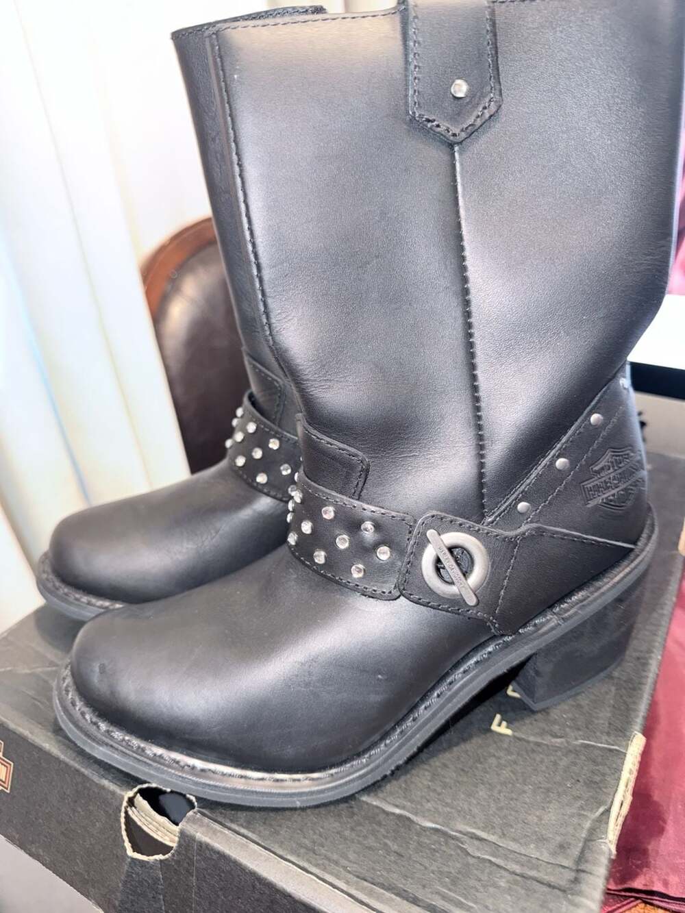 Harley-Davidson Boot 4" Studded Peace Motorcycle Boot Straps